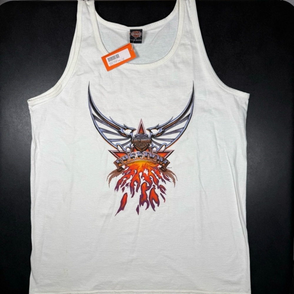 Lot of 2 - NWT Vintage Harley-Davidson Tank Top Biker Eagle USA Flag  XL - Picture 9 of 15